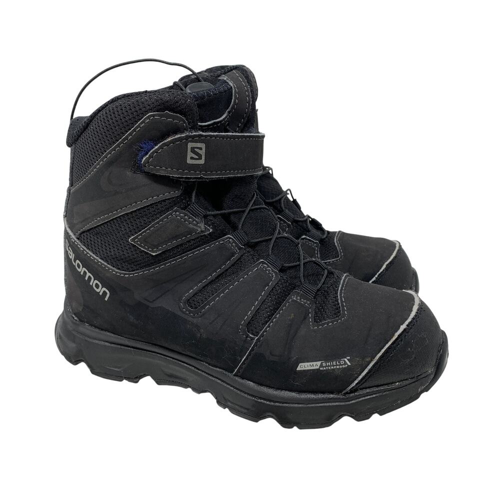 Salomon Synapse Snow Hiking Boots Youth Size 1 Clima Shield Waterproof Black